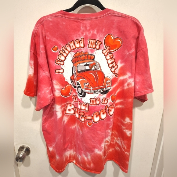 Buc-ee's My Heart Led Me Pink Tie Dye Graphic T-shirt Sz 2XL Casual Summer Beach - Picture 1 of 6